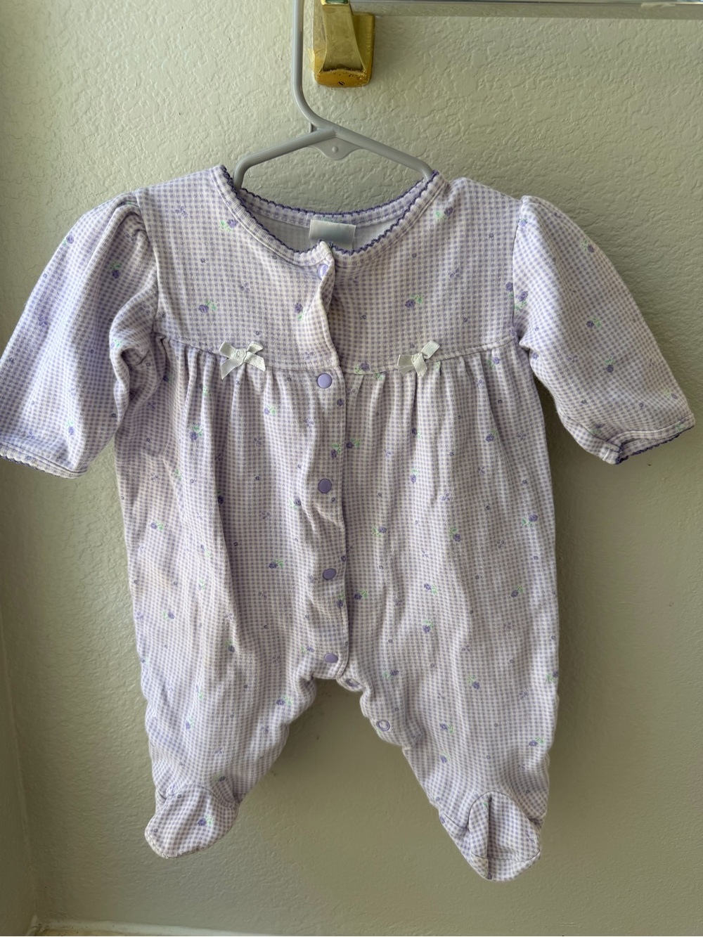 Little Me Lavender Floral Footed One-Piece with Bows